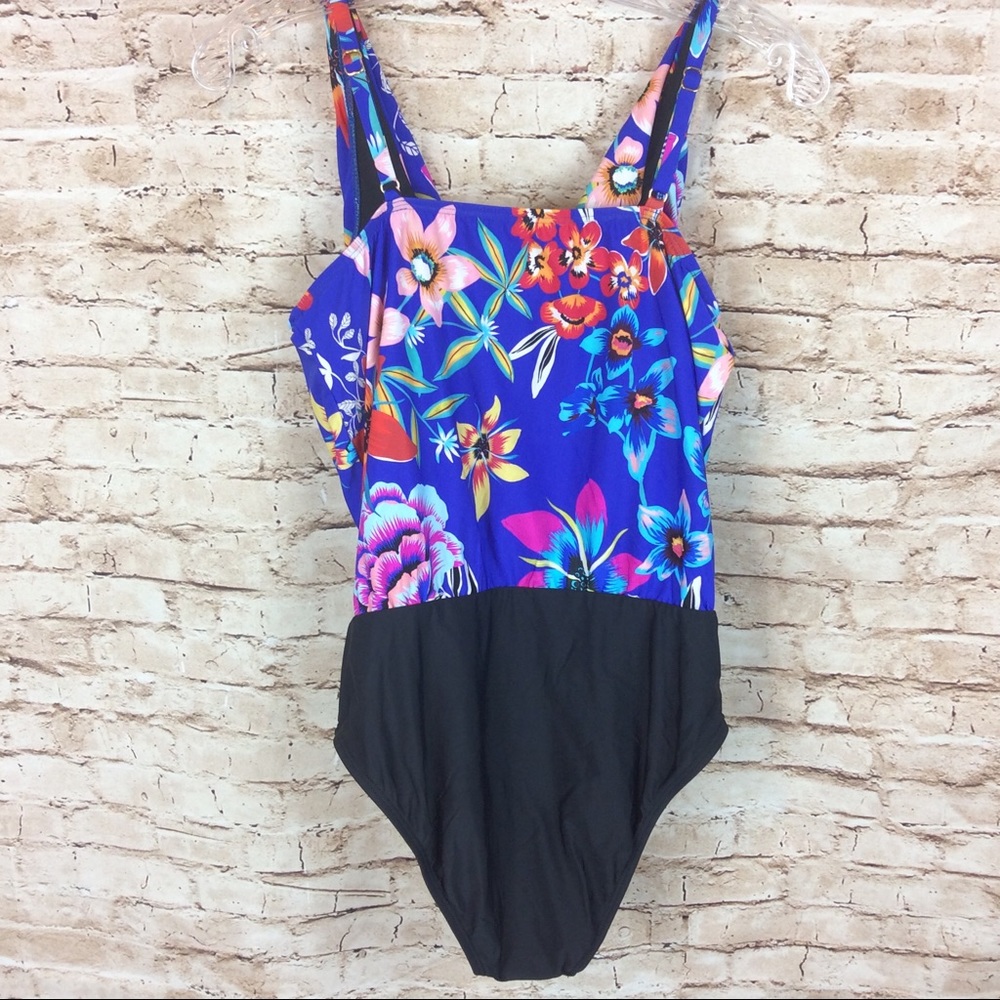New Athena Mexican Floral Cowl One Piece Swimsuit - Picture 6 of 10